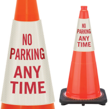 Reflective Cone Message Collar: No Parking Any Time