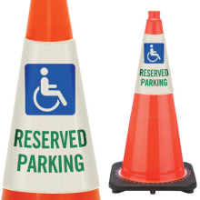Reflective Cone Message Collar: Reserved Parking Handicap
