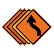 48" x 48" Roll Up Traffic Sign - Reverse Curve Left Symbol