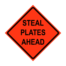 36" x 36" Roll Up Traffic Sign - Steel Plates Ahead