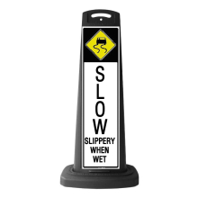 Black Reflective Vertical Sign Panel w/Base Option - Slow Slipperty When Wet