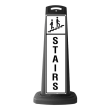 Black Reflective Vertical Sign Panel w/Base Option - Stairs