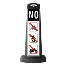 Black Reflective Vertical Sign Panel w/Base Option - No Cycles or Skateboard
