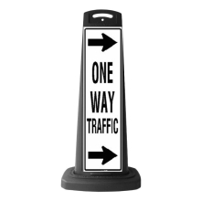 Black Reflective Vertical Sign Panel w/Base Option - One Way Traffic w/Arrows