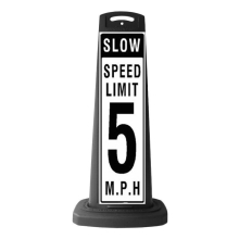 Black Reflective Vertical Sign Panel w/Base Option - Slow Speed Limit 5 mph