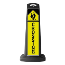 Black Reflective Vertical Sign Panel w/Base Option - Pedestrian Crossing