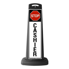 Black Reflective Vertical Sign Panel w/Base Option - Stop Sign Cashier