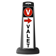 Valet Black Vertical Panel w/Red Arrow - Right or Left Traffic Direction