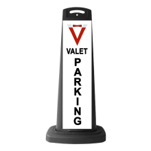 Black Reflective Vertical Sign Panel w/Base Option - Valet Parking