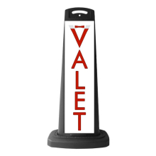 Black Reflective Vertical Sign Panel w/Base Option - Red Valet