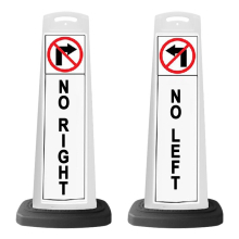White Reflective Vertical Sign Panel w/Base Option - No Right /No Left w/Arrow