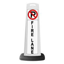 White Reflective Vertical Sign Panel w/Base Option - No Parking Fire Lane