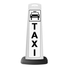 White Reflective Vertical Sign Panel w/Base Option - Car Taxi 