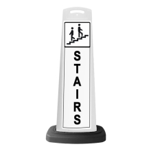 White Reflective Vertical Sign Panel w/Base Option - Stairs
