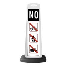 White Reflective Vertical Sign Panel w/Base Option -  No Bikes