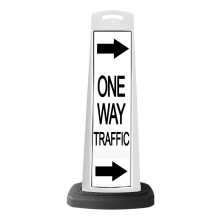 White Vertical Sign Panel w/Base Options - One Way Traffic Arrows