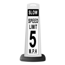 White Reflective Vertical Sign Panel w/Base Option - Slow Speed Limit 5mph