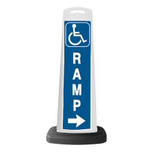 White Reflective Vertical Sign Panel w/Base Option - Handicap Ramp