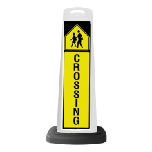 White Reflective Vertical Sign Panel w/Base Option - Pedestrian Crossing