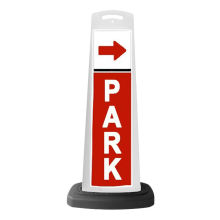 White Reflective Vertical Sign Panel w/Base Option - Park Red Arrow