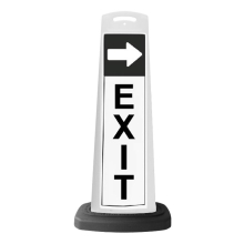 White Reflective Vertical Sign Panel w/Base Option - Exit and Arrow
