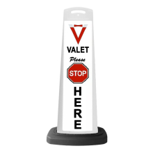 White Reflective Vertical Sign Panel w/Base Option - Valet Please Stop Here