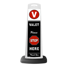 White Reflective Vertical Sign Panel - Valet Please Stop Here 