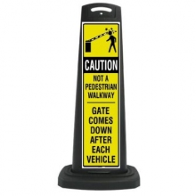 Black Reflective Vertical Sign Panel w/Base Option - Caution Not a Walkway