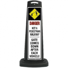 Black Reflective Vertical Sign Panel w/Base Option - Danger Not a Walkway