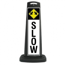 Black Reflective Vertical Sign Panel w/Base Option - Slow Arrows 