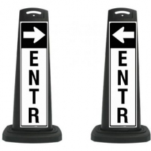Black Reflective Vertical Sign Panel w/Base Option - Enter w/Arrow