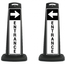 Black Reflective Vertical Sign Panel w/Base Option - Entrance w/Arrow