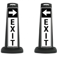Black Reflective Vertical Sign Panel w/Base Option - Exit and Arrow