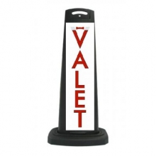 Black Reflective Vertical Sign Panel w/Base Option - Red Valet