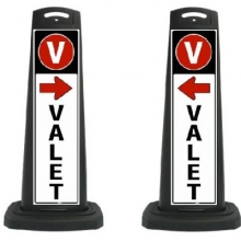 Valet Black Vertical Panel with Red Arrow-  Right or Left Traffic Direction
