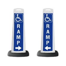 White Reflective Vertical Sign Panel w/Base Option - Handicap Ramp