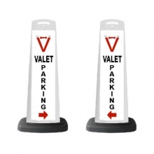 Valet White Vertical Panel Valet Parking/Red Arrow w/Reflective V13
