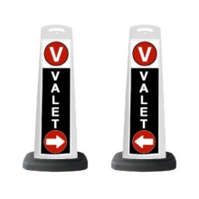 Valet White Vertical Panel w/White Arrow /Reflective Sign V4