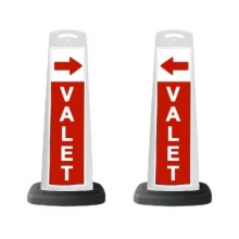 Valet White Vertical Panel w/Red Arrow /Reflective Sign V5