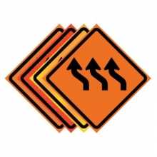 36" x 36" Roll Up Traffic Sign - Three Lane Reverse Curve Left Symbol