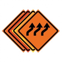 36" x 36" Roll Up Traffic Sign - Three Lane Reverse Curve Right Symbol