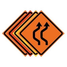 48" x 48" Roll Up Traffic Sign - Two Lane Double Reverse Curve Left Symbol