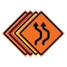 36" x 36" Roll Up Traffic Sign - Two Lane Double Reverse Curve Right Symbol