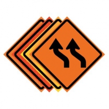 48" x 48" Roll Up Traffic Sign - Two Lane Reverse Curve Left Symbol