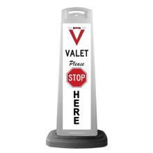 White Reflective Vertical Sign Panel w/Base Option - Valet Please Stop Here