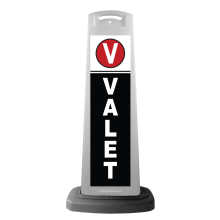 White Reflective Vertical Sign Panel w/Base Option - Valet
