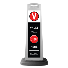 White Reflective Vertical Sign Panel - Valet Please Stop Here 