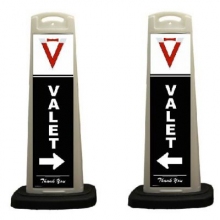 Valet White Vertical Panel w/White Arrow/Reflective Sign V10