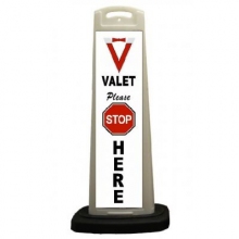 Valet White Vertical Panel Please Stop Here w/Reflective Sign V12