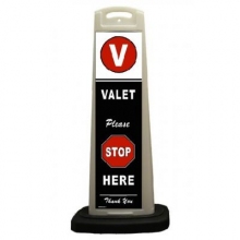 Valet White Vertical Panel Please Stop Here w/Reflective Sign V7